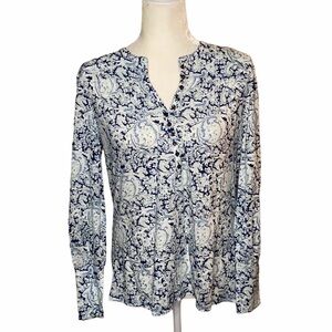 Lucky Brand long sleeve 1/2 button neck Top